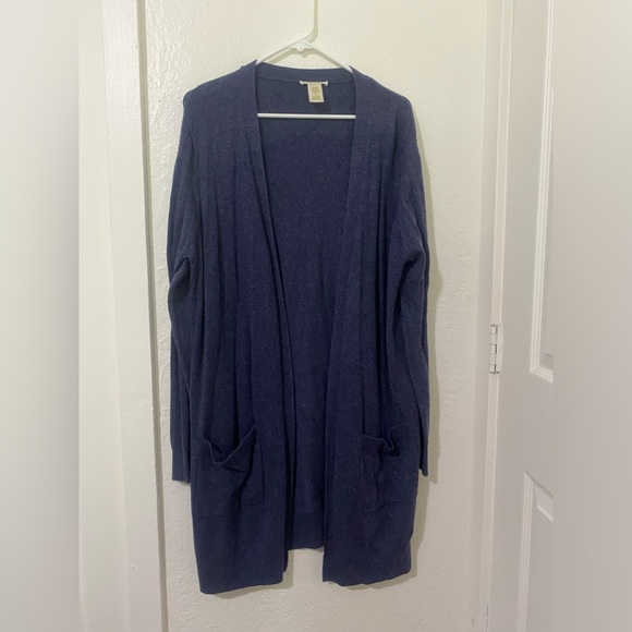 Matty M XL Open Front Long Cardigan Long Sleeve Sweater Women's Color Dark Gray - Picture 2 of 11